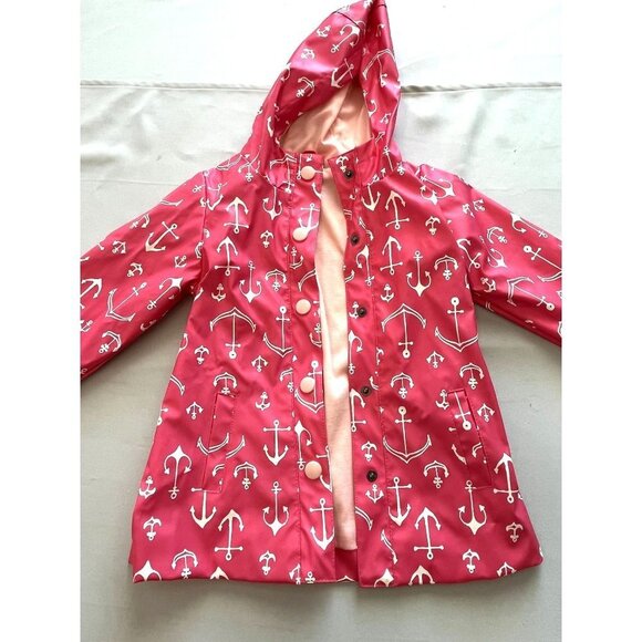 NWOT Pink Taffy Anchor Hooded Raincoat with Fleece Lining 3T - Picture 4 of 12